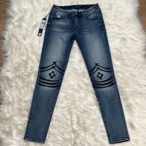 Cult of Individuality Jeans Zen Mid Rise Skinny Fading 77A1-Z44H Embroidered 27